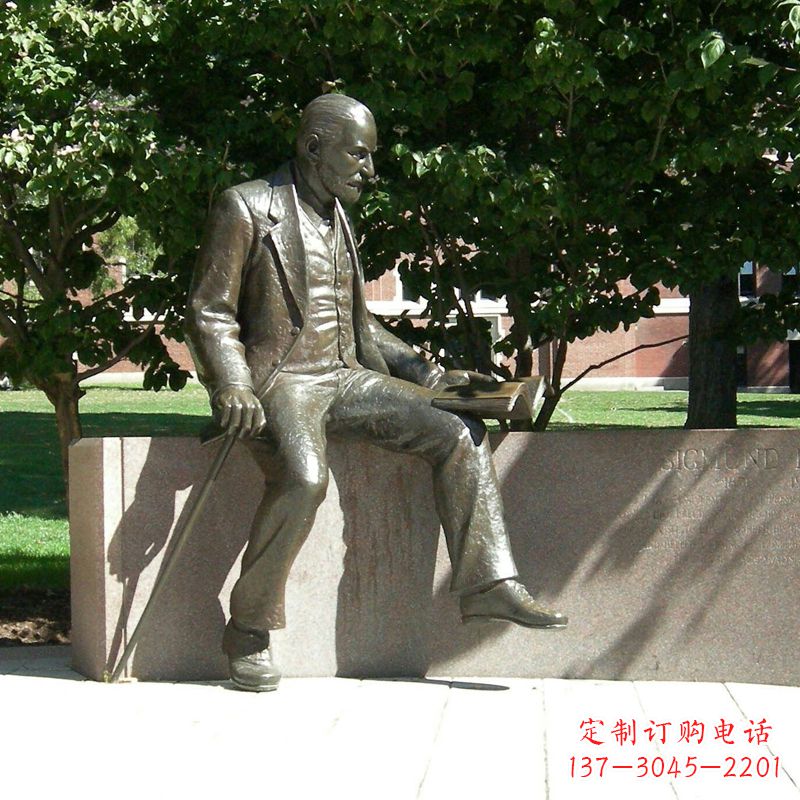 保定弗洛伊德情景雕塑赞美奥地利精神病医师的纯铜艺术
