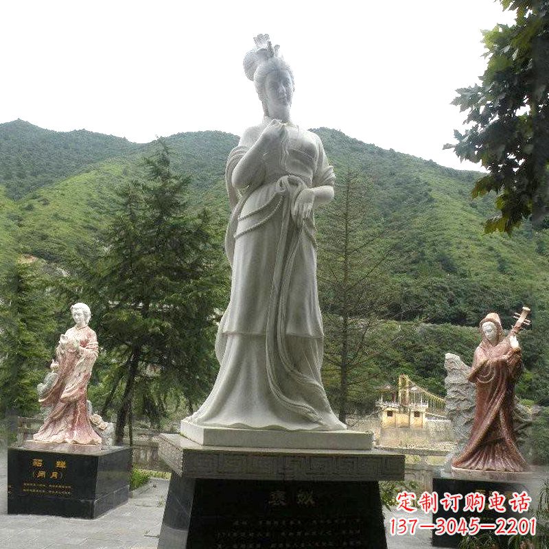 保定褒姒雕塑-大理石石雕美女中国古代美女塑像