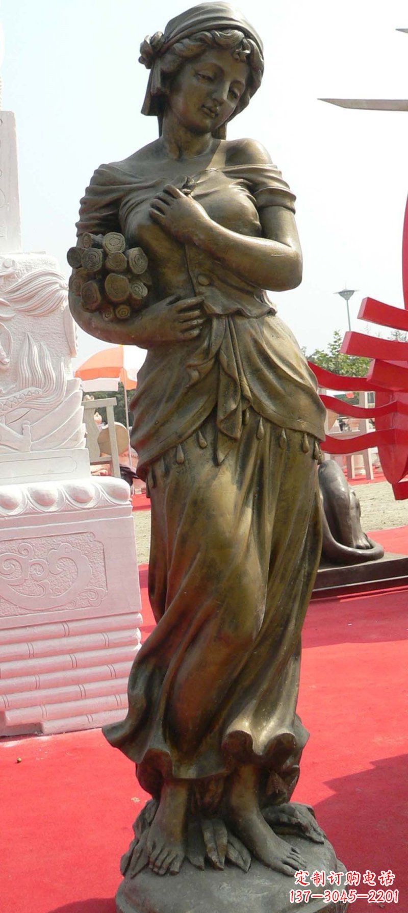 保定少女梦想铜雕
