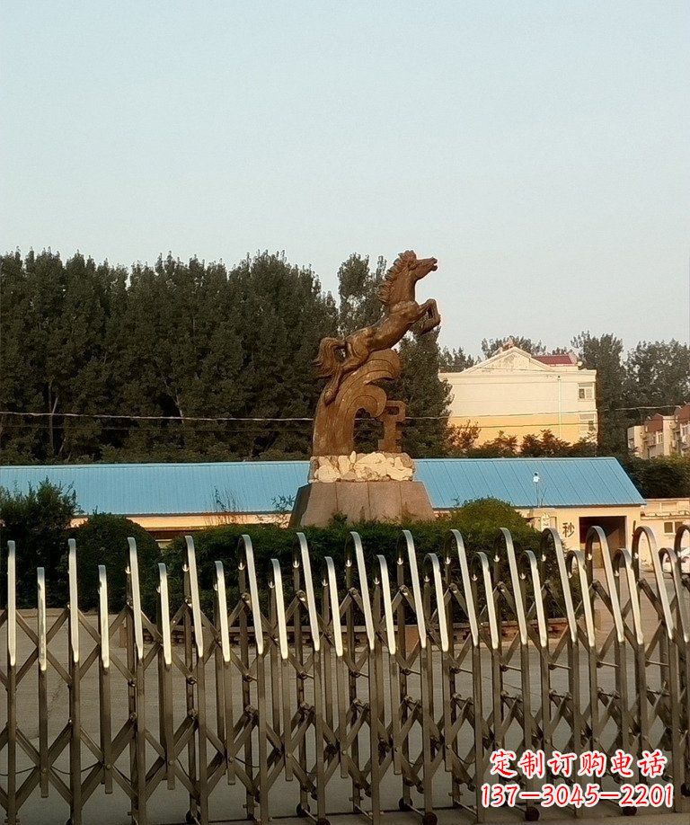 保定奔马企业景观铜雕