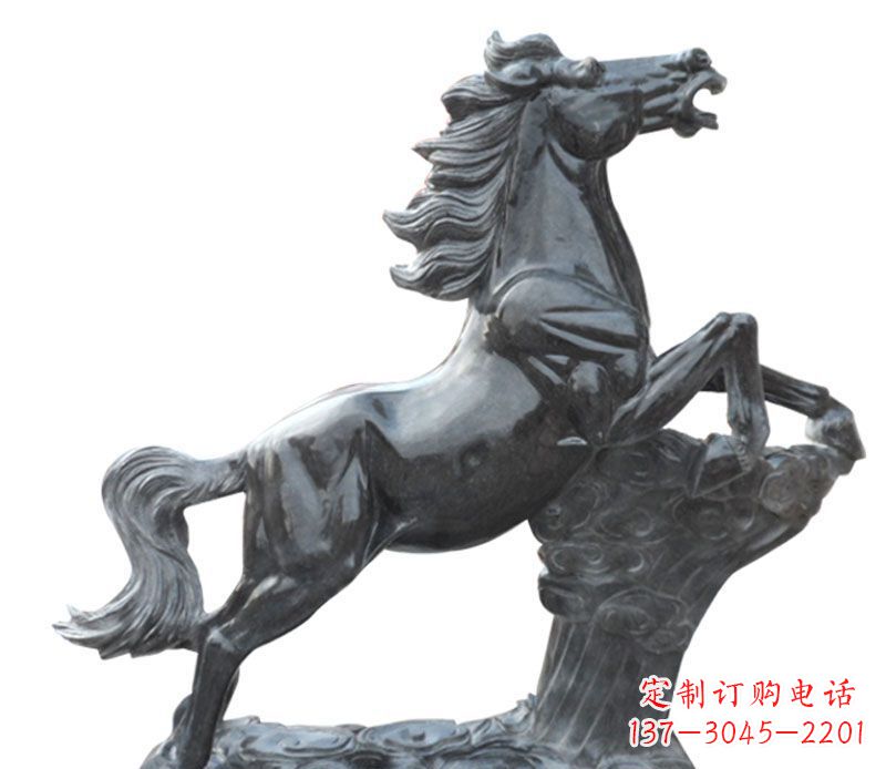 保定奔跑黑马石雕公园动物摆件