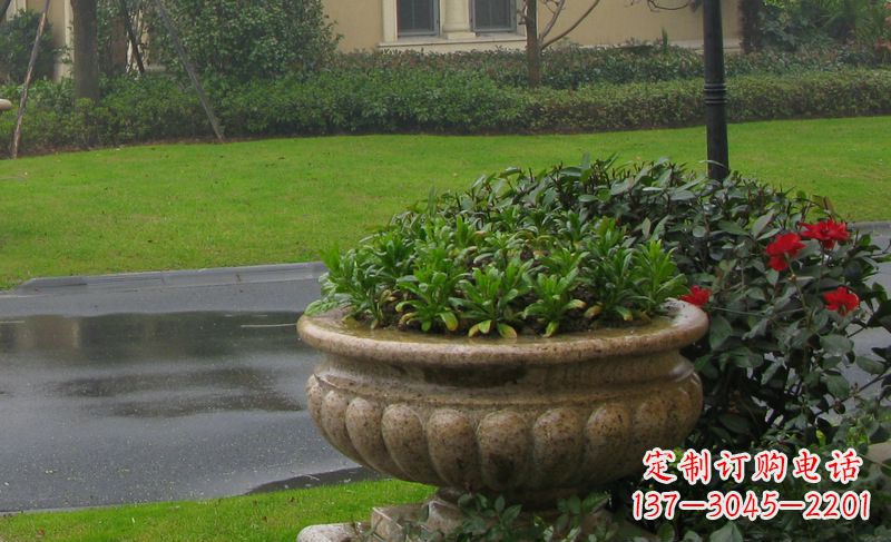 保定别墅景观大理石花盆石雕 (4)