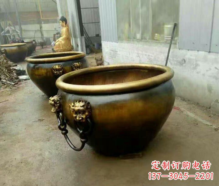 保定精致的铜制家居摆件——水缸铜雕塑