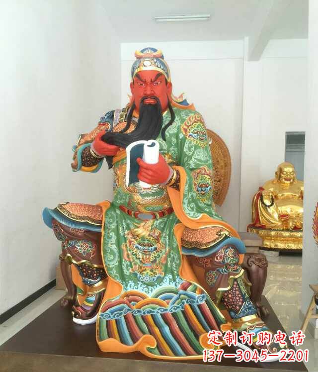 保定玻璃钢关公书香雕塑