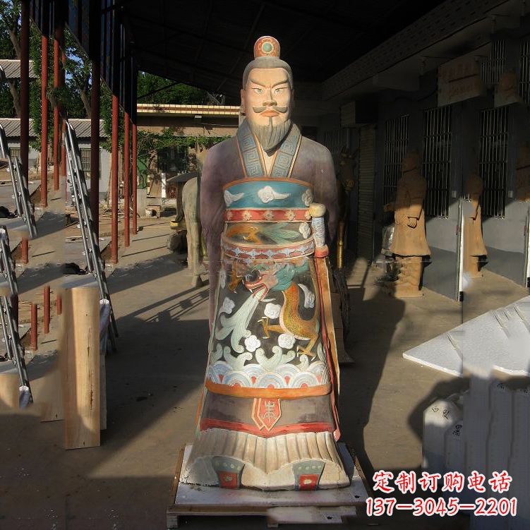 保定玻璃钢彩绘秦始皇塑像