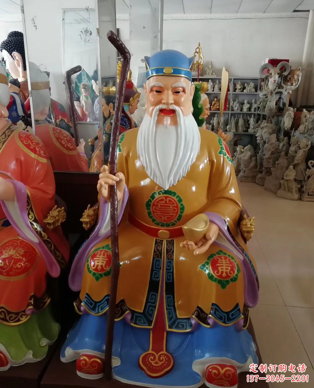 保定玻璃钢彩绘土地公神像精美的艺术品