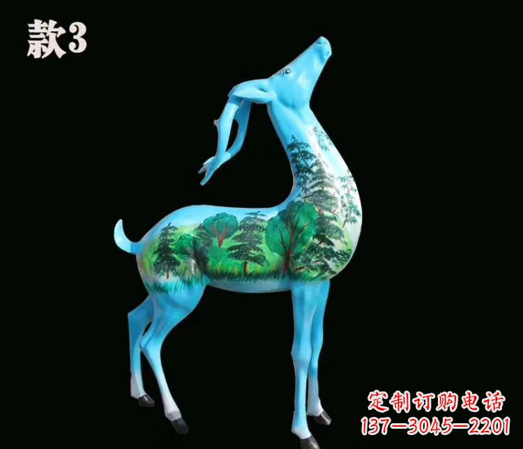 保定玻璃钢彩绘艺术小鹿雕塑精美的艺术品