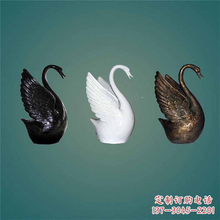 保定玻璃钢制天鹅雕塑,点缀水景水池