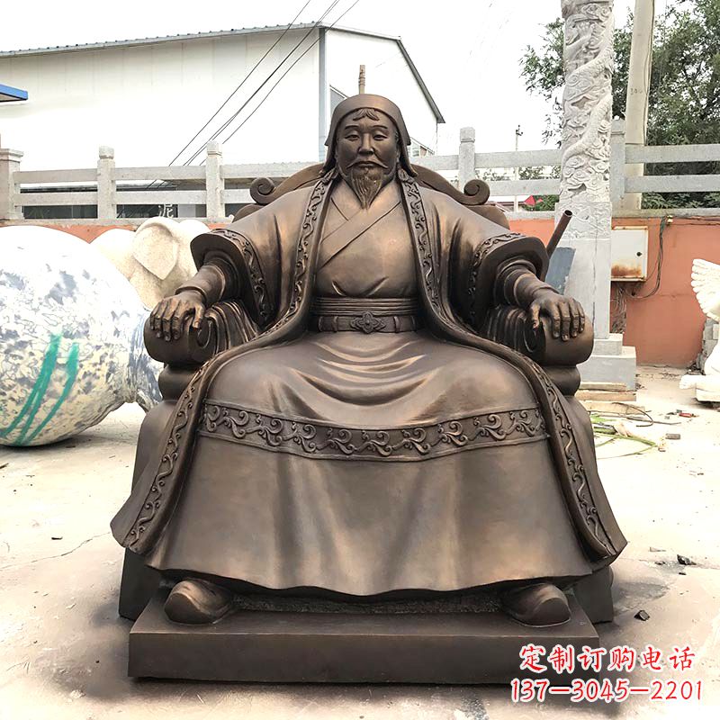 保定成吉思汗玻璃钢仿铜雕塑