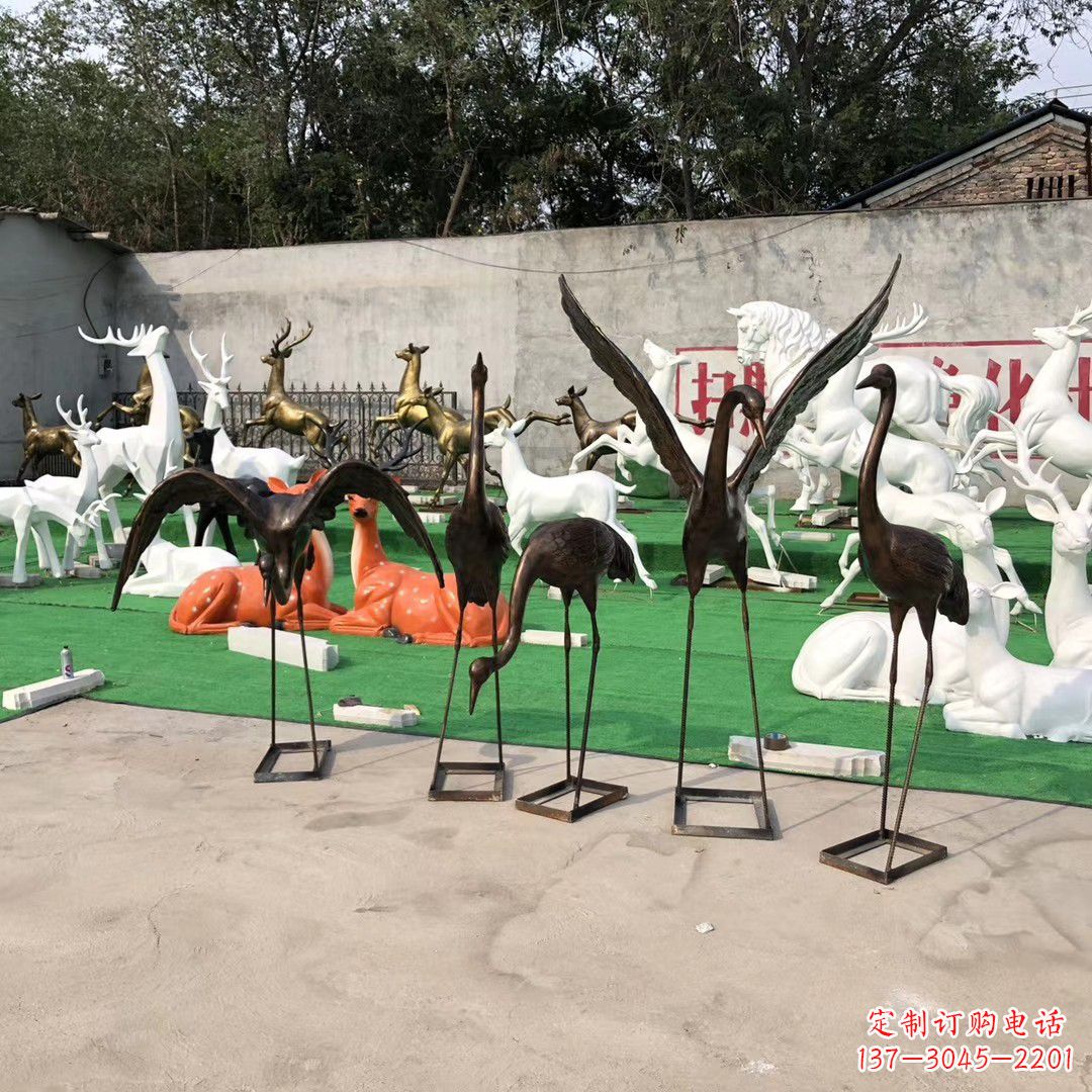保定玻璃钢仿铜雕塑仙鹤