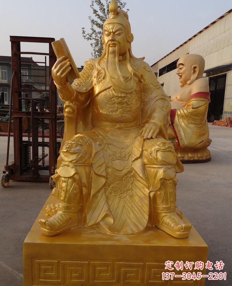 保定玻璃钢仿铜关公雕塑——传承春秋精神