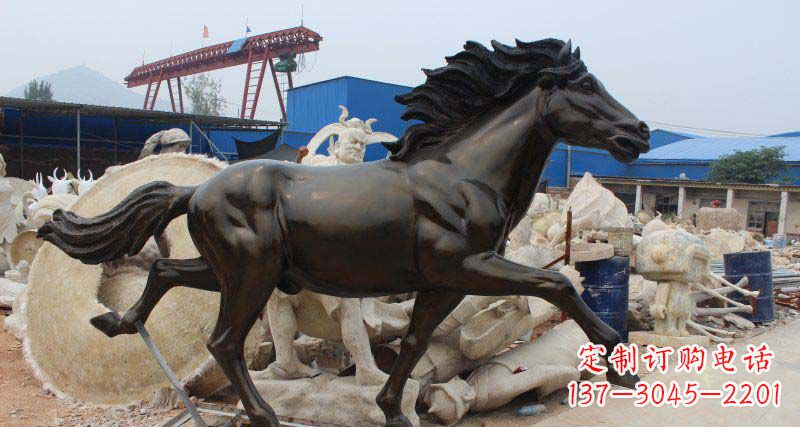 保定玻璃钢仿铜马广场动物雕塑