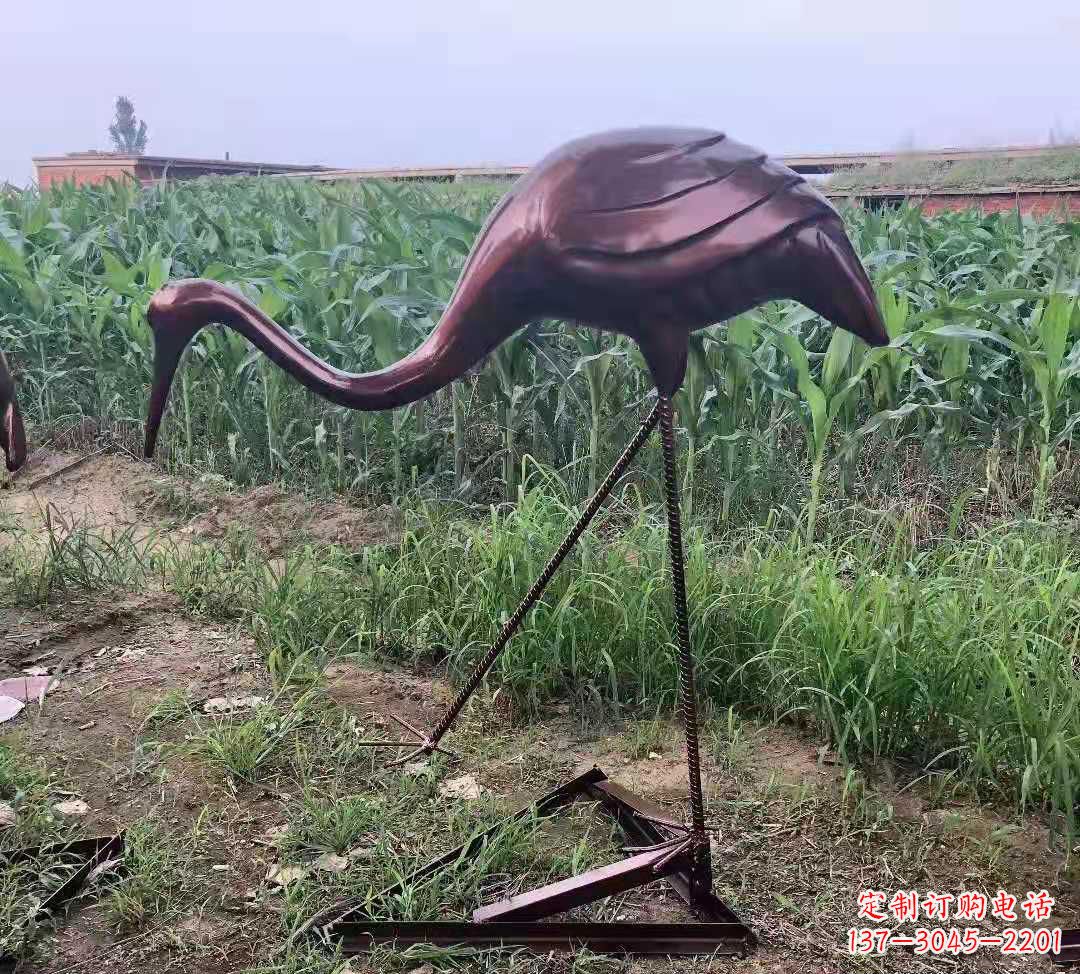 保定玻璃钢仿铜仙鹤雕塑精美景观装饰