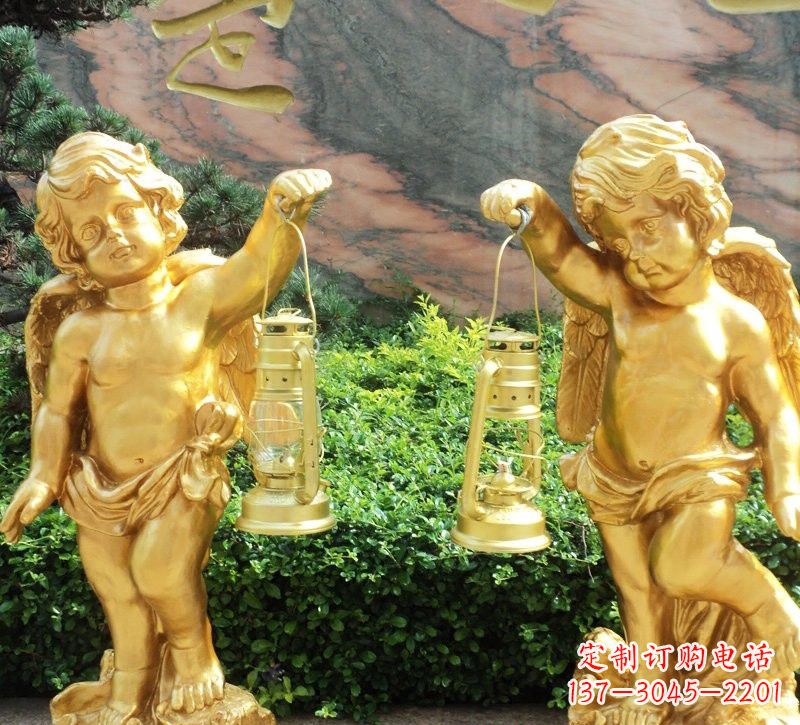 保定玻璃钢仿铜小天使路灯陪伴你安全回家