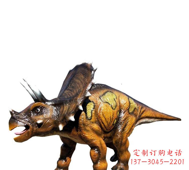 保定玻璃钢仿真恐龙三角龙雕塑——古老动物的最佳再现