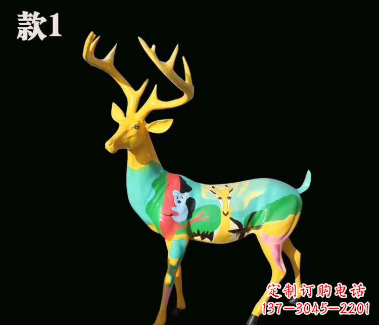 保定玻璃钢梅花鹿雕塑