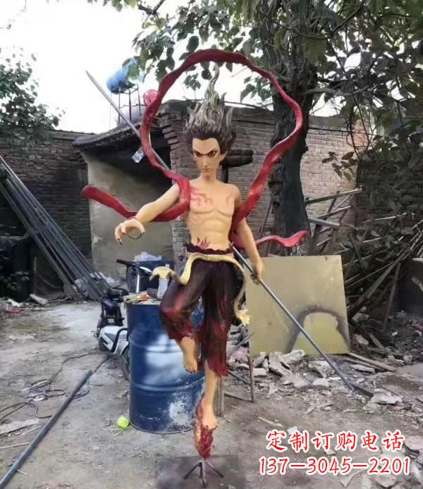 保定仿真玻璃钢哪吒雕塑精美绝伦