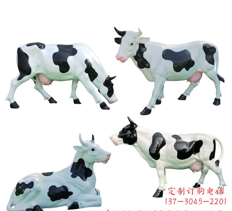 保定玻璃钢仿真奶牛雕塑精美的艺术品
