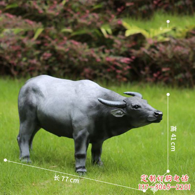 保定玻璃钢仿真水牛-公园草坪动物雕塑摆件