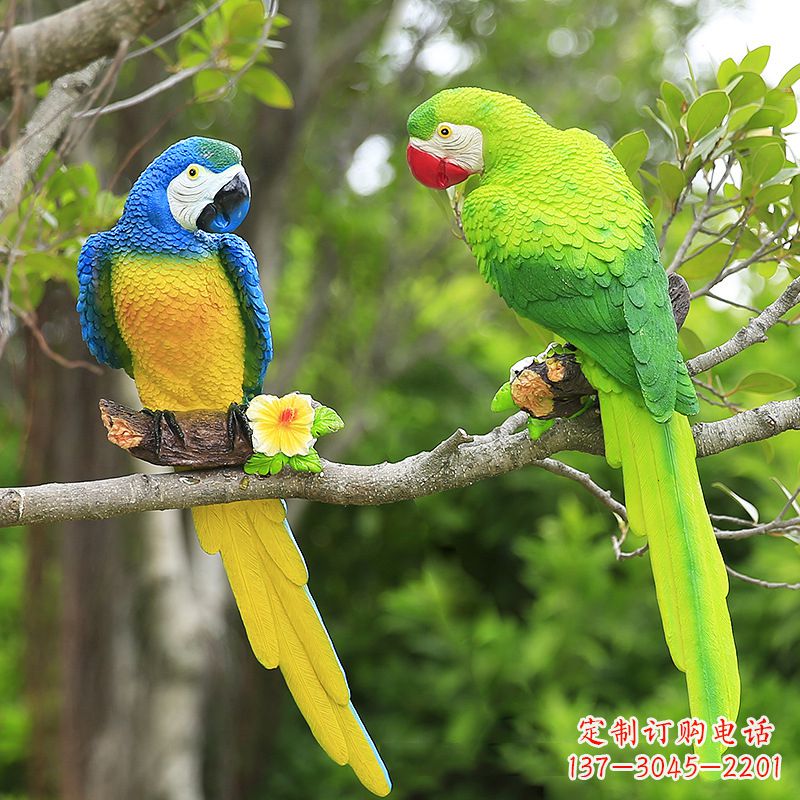 保定玻璃钢仿真鹦鹉-公园动物雕塑摆件