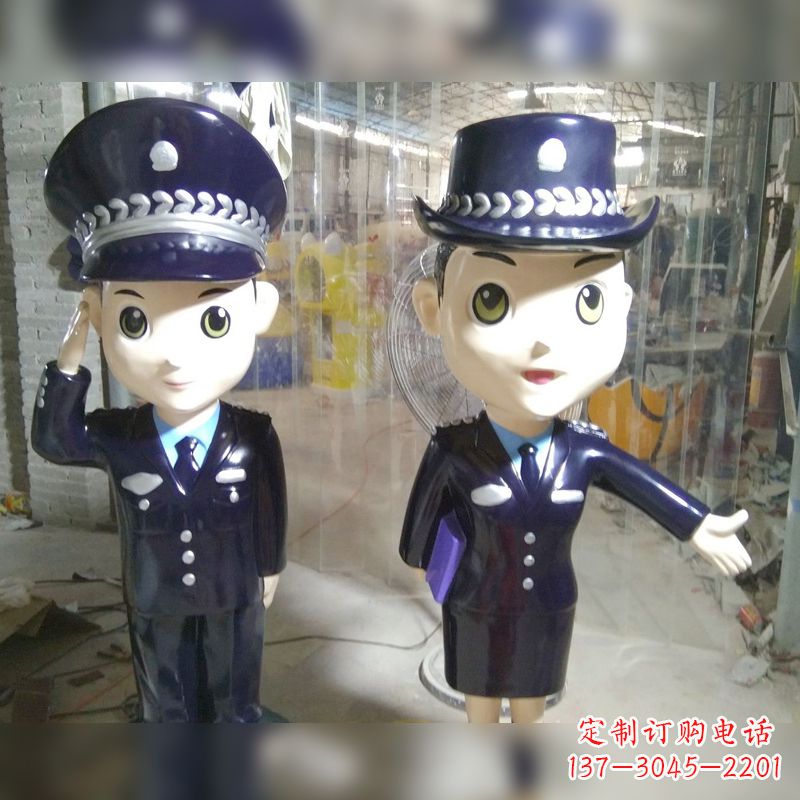 保定玻璃钢卡通警察雕塑