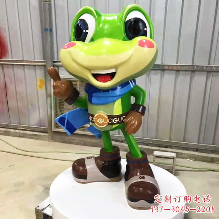 保定玻璃钢卡通青蛙-商场儿童游乐场卡通动物美陈雕塑