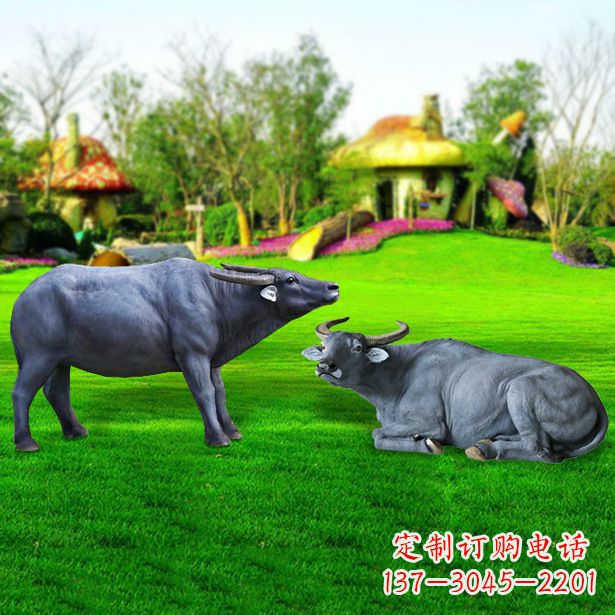 保定玻璃钢水牛雕塑,复古农家院情怀