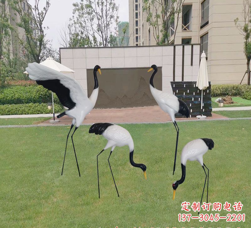 保定玻璃钢仙鹤雕塑 (2)