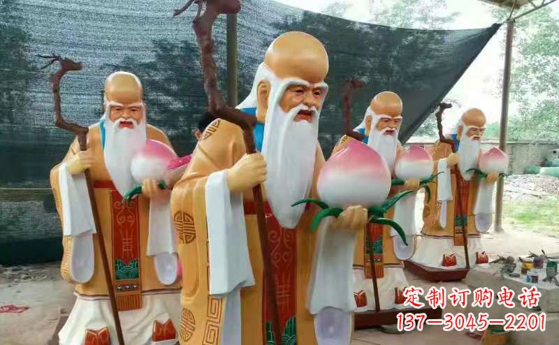 保定玻璃钢宗教庙宇神像彩绘老寿星雕塑