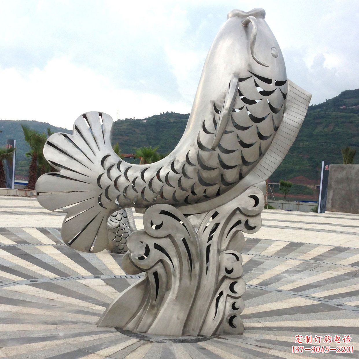 保定不锈钢“鱼”园林水景喷泉动物景观雕塑
