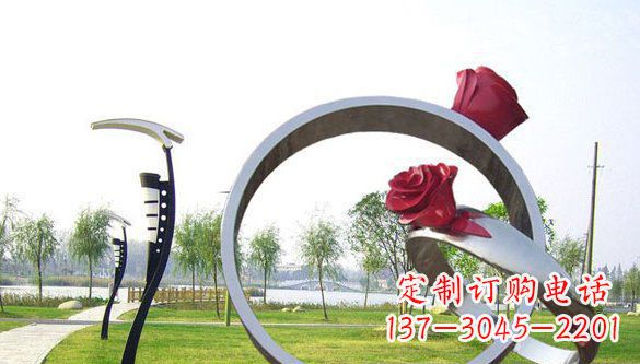 保定不锈钢爱情戒指浪漫雕塑艺术