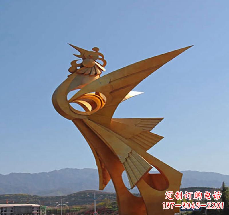 保定不锈钢凤凰雕塑传承瑞雪兆丰年