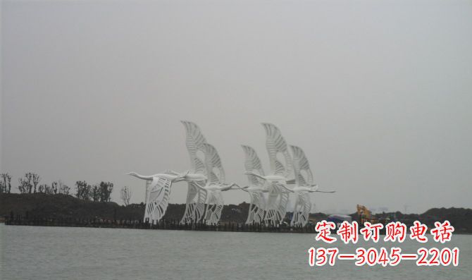 保定不锈钢白鹭动物雕塑美丽的艺术作品