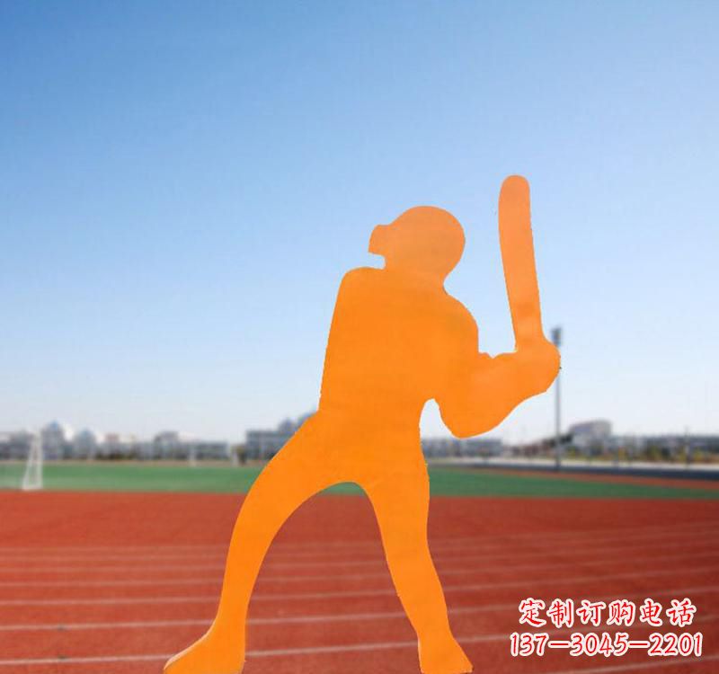 保定不锈钢棒球运动人物雕塑