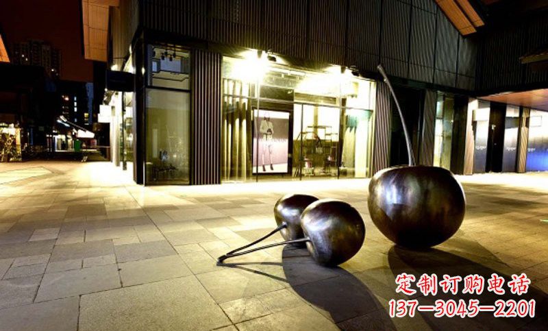 保定不锈钢步行街樱桃雕塑