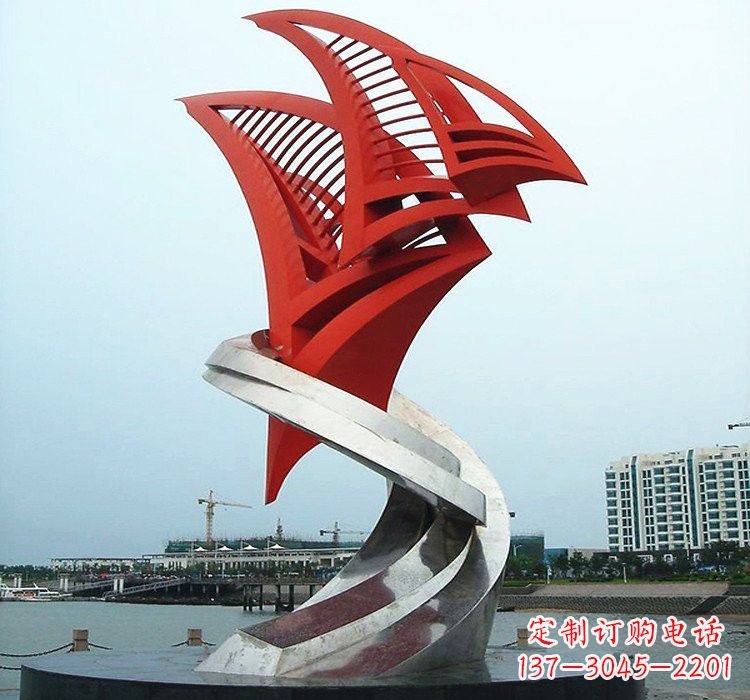 保定不锈钢彩色抽象帆船雕塑