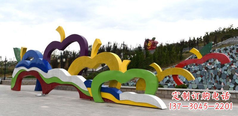 保定不锈钢彩色抽象苹果雕塑