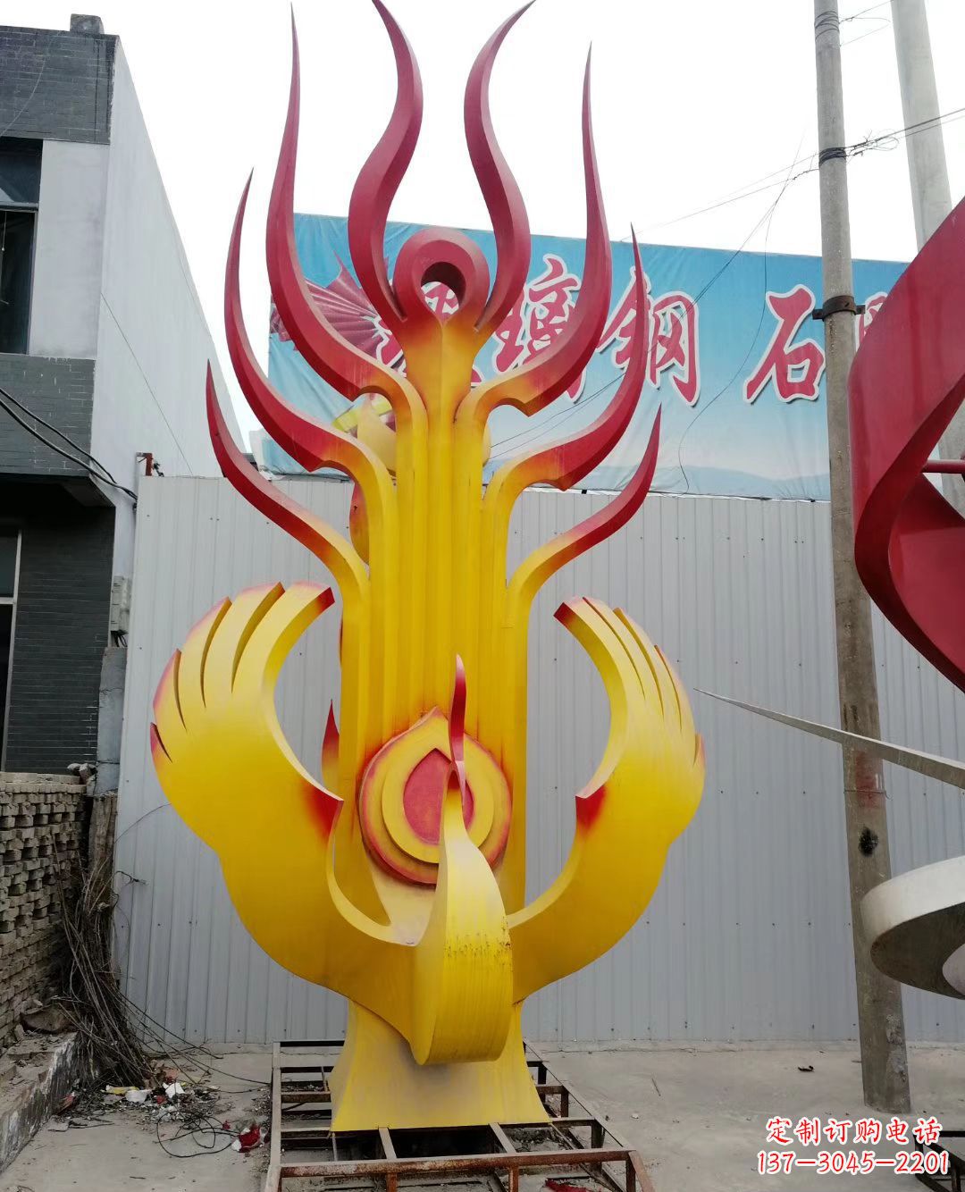 保定不锈钢彩色凤凰雕塑美丽的象征