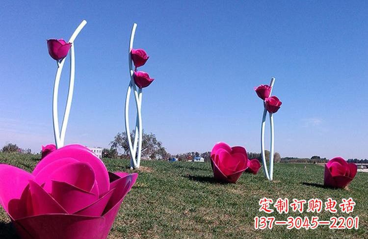 保定不锈钢彩色玫瑰雕塑艺术精美的象征