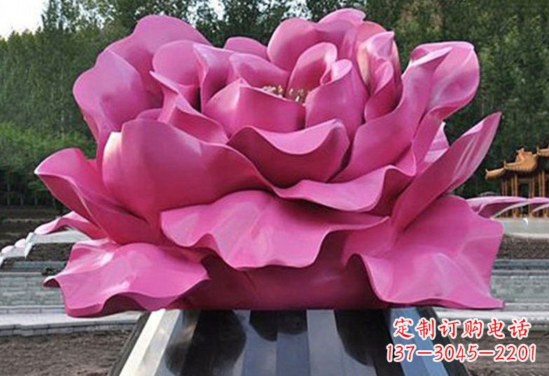 保定不锈钢彩色牡丹花雕塑