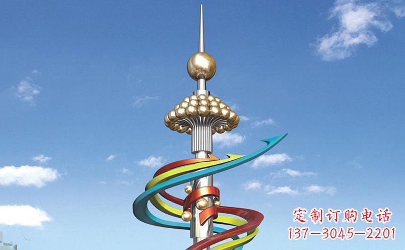 保定不锈钢彩色飘带广场景观雕塑