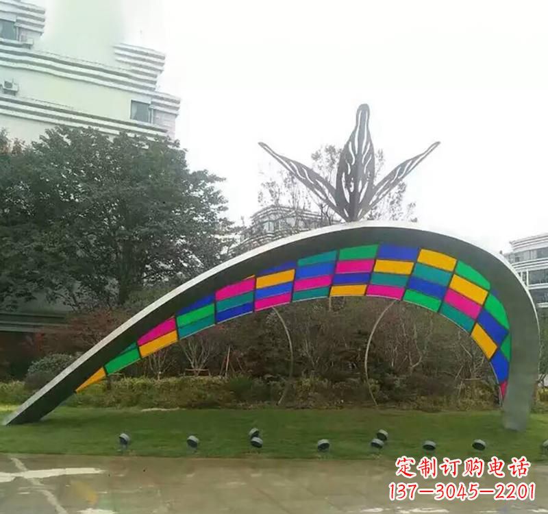 保定不锈钢彩色拼接拱门雕塑