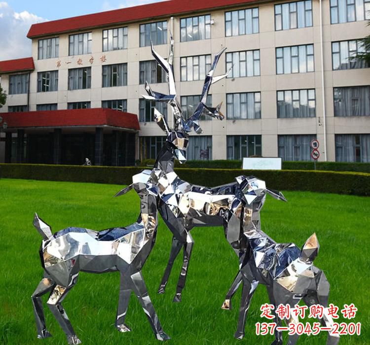 保定不锈钢草坪麋鹿雕塑