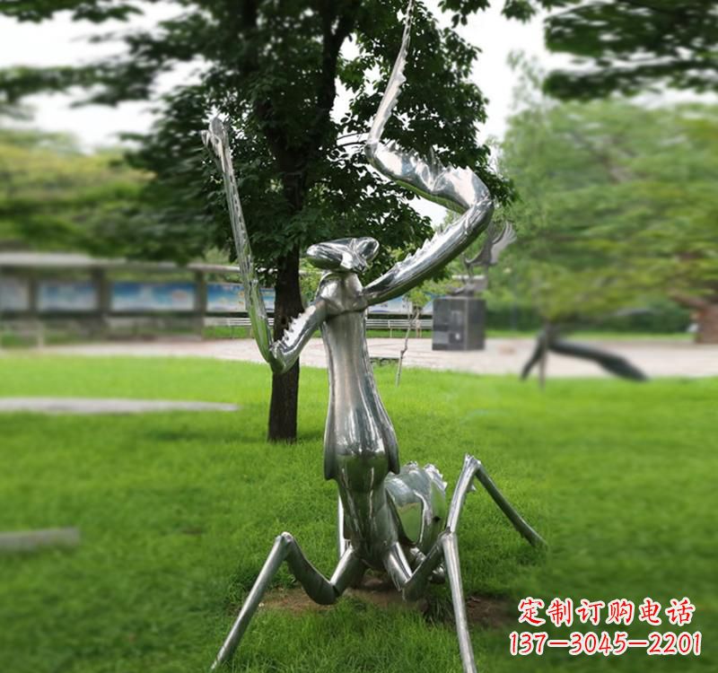保定不锈钢螳螂雕塑精致美观的艺术品
