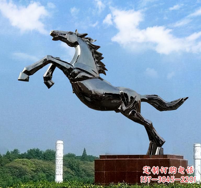 保定不锈钢城市艺术奔马雕塑精美的艺术之作