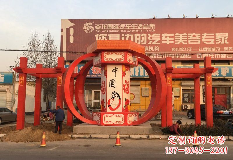 保定不锈钢灯笼雕塑——中国梦的象征
