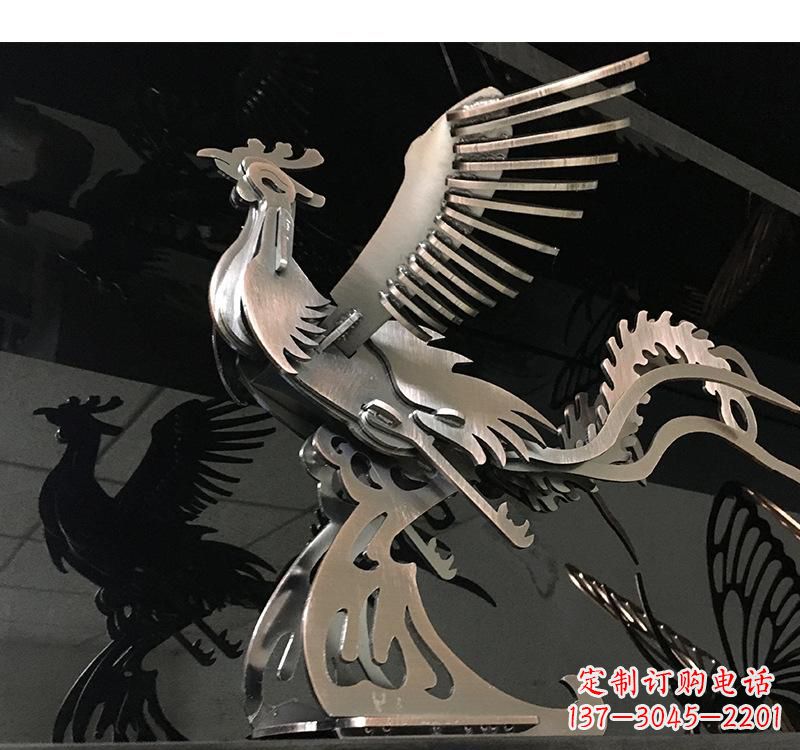 保定不锈钢凤凰雕塑精美的艺术品