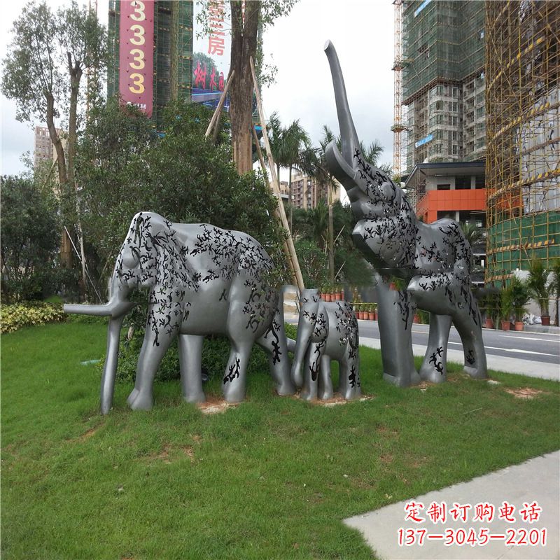 保定不锈钢大象雕塑小区园林的精美装饰