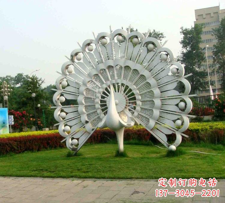 保定不锈钢抽象动物孔雀雕塑