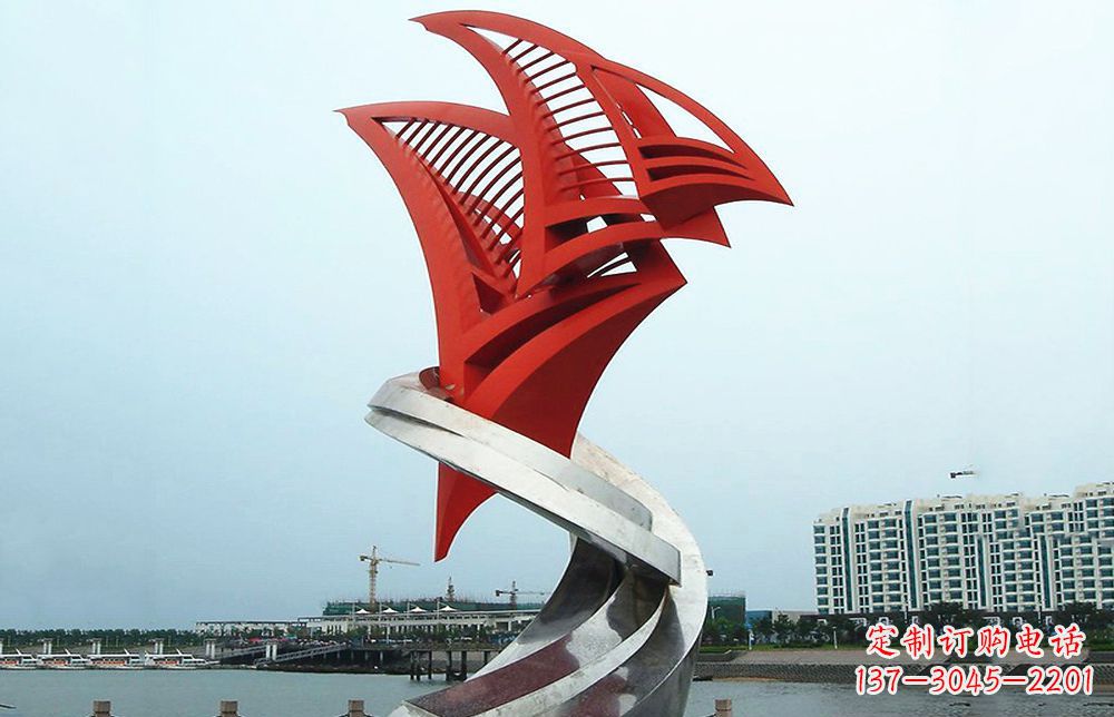 保定海洋之舟——不锈钢抽象帆船海边景观雕塑